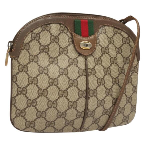 GUCCI GG Supreme Web Sherry Line Bag Pvc Beige Gold 904 02 047 - Picture 1 of 16